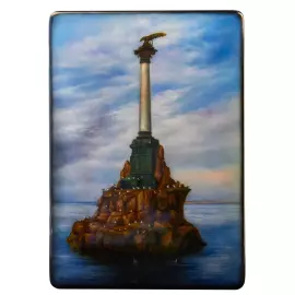 Шкатулка "Памятник затопленным кораблям" Голубенкова, Федоскино