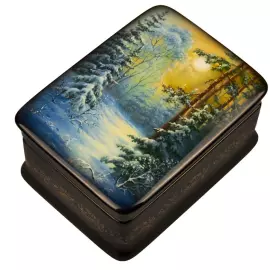 Шкатулка "Зимний день" Митусов, Федоскино