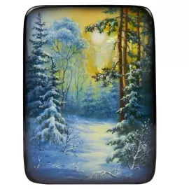 Шкатулка "Зимний день" Митусов, Федоскино