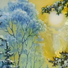 Шкатулка "Зимний день" Митусов, Федоскино