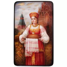 Шкатулка "Хлеб-соль" Королева, Федоскино