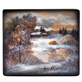 Шкатулка "Зимнее утро" Карпова, Федоскино