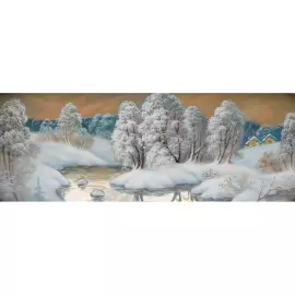 Шкатулка "Пейзаж.Зима" Козлов, Федоскино