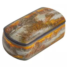 Шкатулка "Золотая зима" Карпова, Федоскино