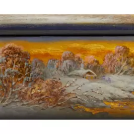 Шкатулка "Золотая зима" Карпова, Федоскино