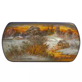 Шкатулка "Золотая зима" Карпова, Федоскино