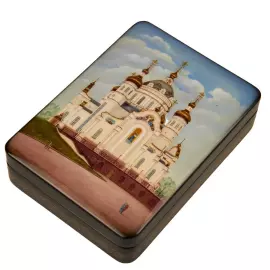 Шкатулка "Донецк. Храм Петра и Февронии" Беловодова, Федоскино