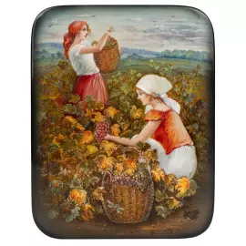 Шкатулка "Сбор винограда" Фролов, Федоскино