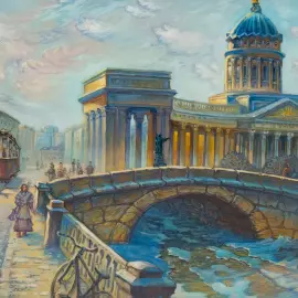 Шкатулка "Казанский собор" Типяков, Федоскино