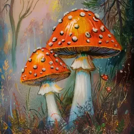 Шкатулка "Мухоморы" Корсакова, Федоскино