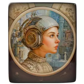 The box "A look into the future" by Krasnoslobodtsev, Fedoskino