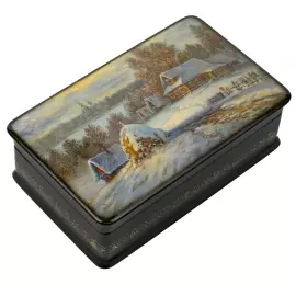 Шкатулка "Деревенька" Типяков, Федоскино