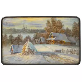 Шкатулка "Деревенька" Типяков, Федоскино