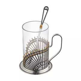 Подстаканник серебряный "Верхний лебяжий мост" из коллекции "Мосты Петербурга"