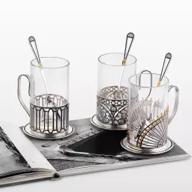 Подстаканник серебряный "Верхний лебяжий мост" из коллекции "Мосты Петербурга"