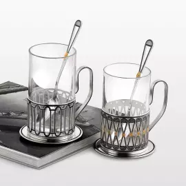 Подстаканник серебряный "Львиный мост" из коллекции "Мосты Петербурга"