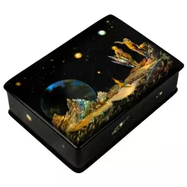 Шкатулка "На планете" Ларишев, Федоскино