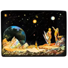 Шкатулка "На планете" Ларишев, Федоскино