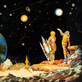 Шкатулка "На планете" Ларишев, Федоскино