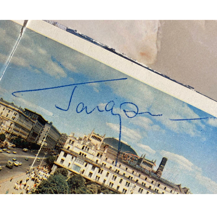 An album with 2 autographs of Soviet cosmonauts Yuri Gagarin and Vladimir Komarov