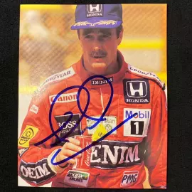 Карточка с автографом автогонщика Найджела Мэнселла