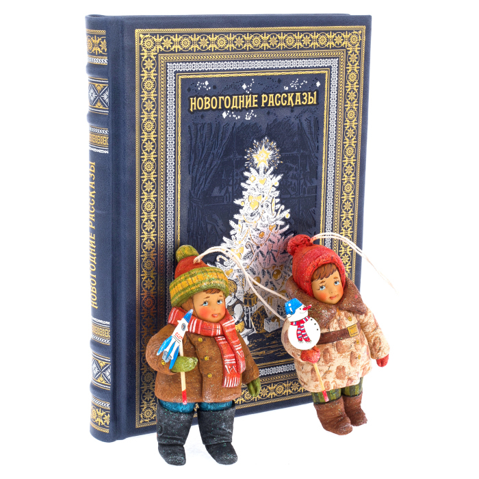 Подарочный набор "Новогодняя ночь" с книгой и 2-мя елочными игрушками из ваты