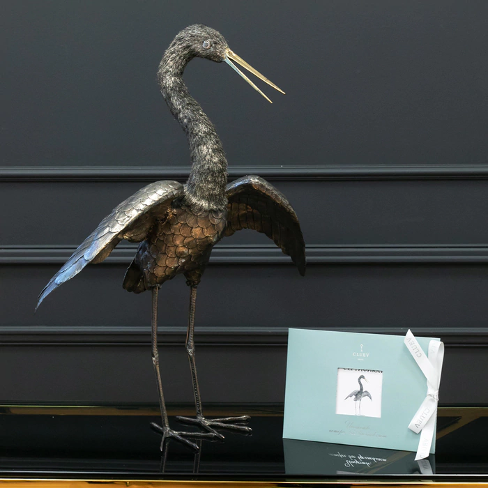 Silver sculpture "Heron"