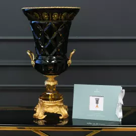 Amber-blue crystal vase "Palazzo"