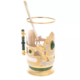 Подстаканник с нефритом "Гербовый" Златоуст