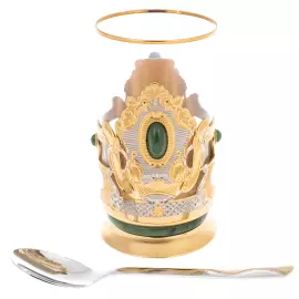 Подстаканник с нефритом "Гербовый" Златоуст