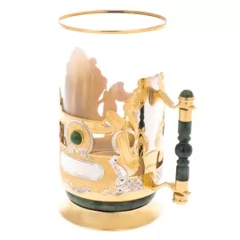 Подстаканник с нефритом "Гербовый" Златоуст