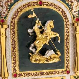 Плакетка на нефрите "Георгий Победоносец" Златоуст