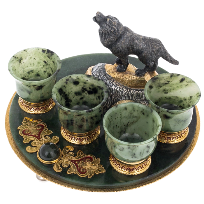 The Beast jade vodka set for 4 persons, Zlatoust