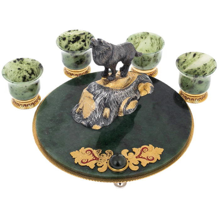 The Beast jade vodka set for 4 persons, Zlatoust