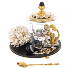 Caviar bowl with coral "Rusalka" Zlatoust