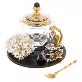 Caviar bowl with coral "Rusalka" Zlatoust