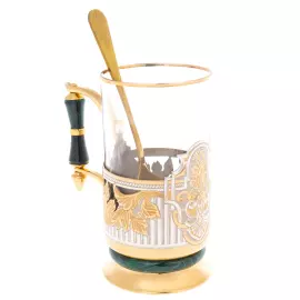 Cup holder with malachite "Coat of Arms" Zlatoust