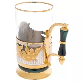 Cup holder with malachite "Coat of Arms" Zlatoust