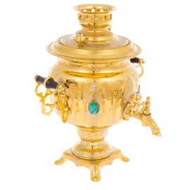 Самовар "Узорный" с малахитом, Златоуст