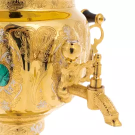 Самовар "Узорный" с малахитом, Златоуст