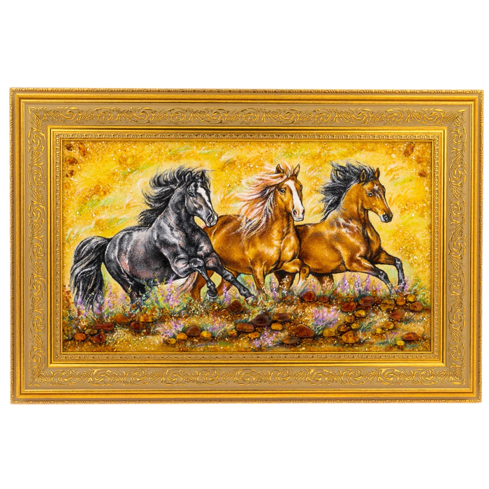 Amber painting "Horses"