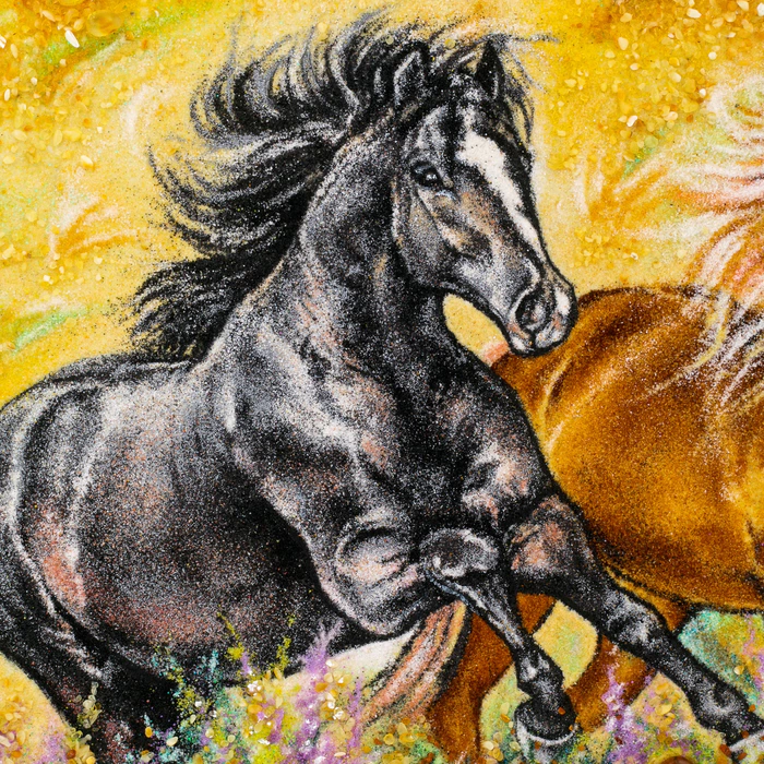 Amber painting "Horses"
