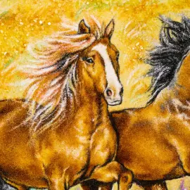 Картина из янтаря "Кони"