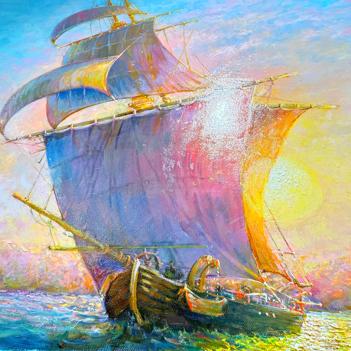 The author's oil painting "The Sun under sail" (2025)