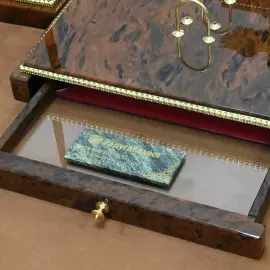 Настольный набор из обсидиана "Георгий Победоносец"