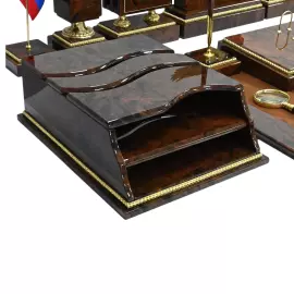 Настольный набор из обсидиана "Георгий Победоносец"