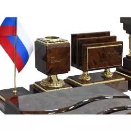 Настольный набор из обсидиана "Георгий Победоносец"