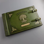 Genuine leather photo album "Family" color green