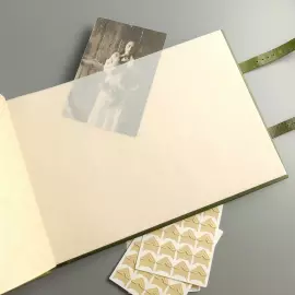 Genuine leather photo album "Family" color green