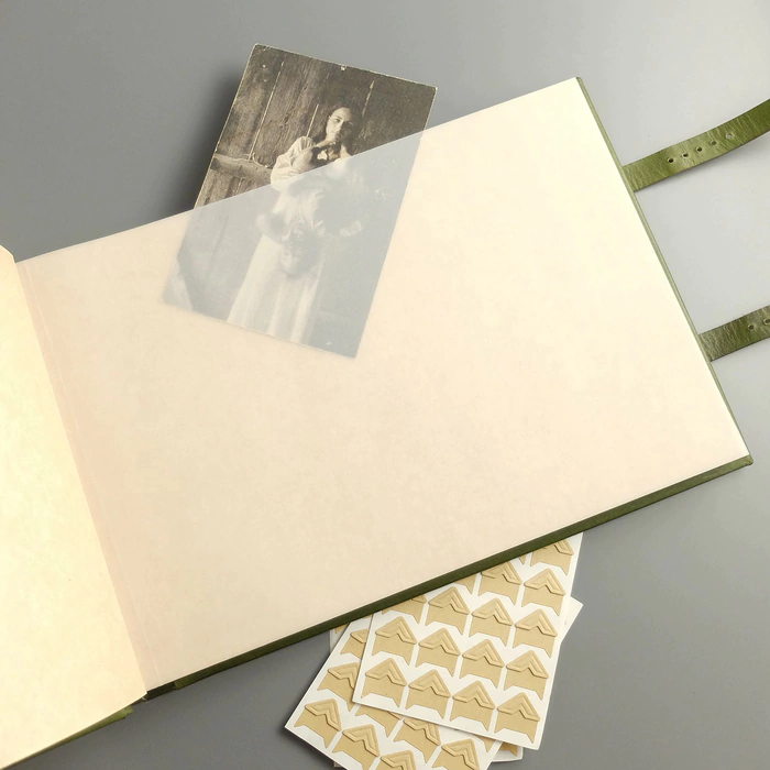 Genuine leather photo album "Family" color green